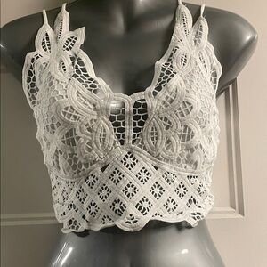 White Lace Crochet Crop Top